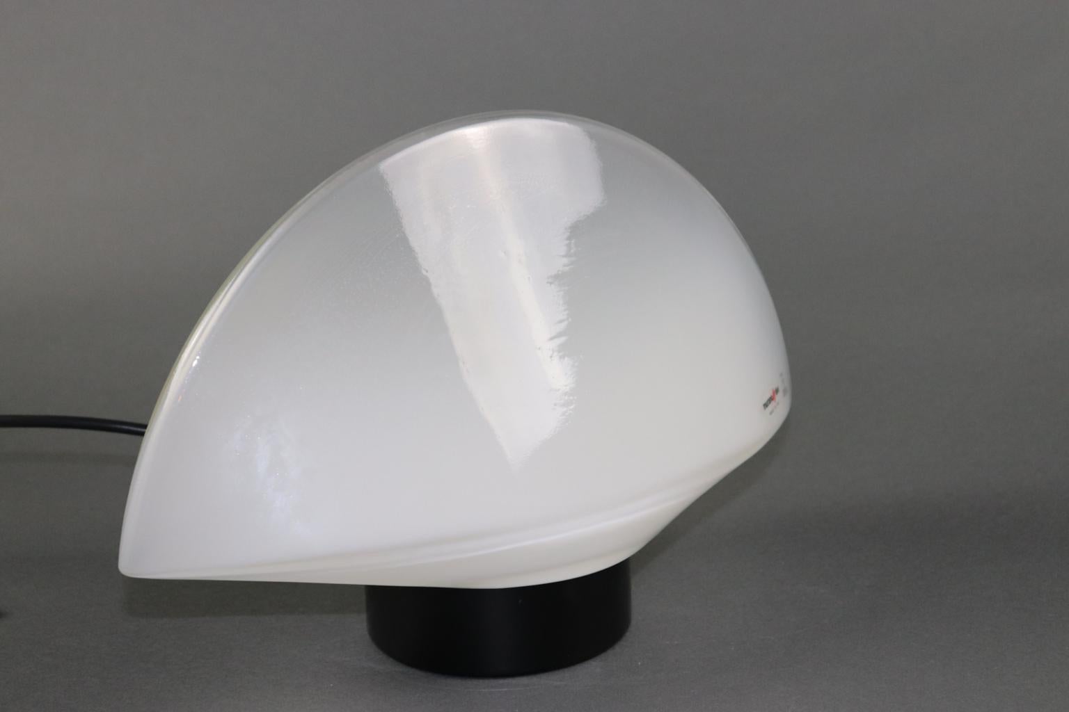 Blown Glass Italian Table Lamp Murano White Smoked  Glass Diffuser For Sale