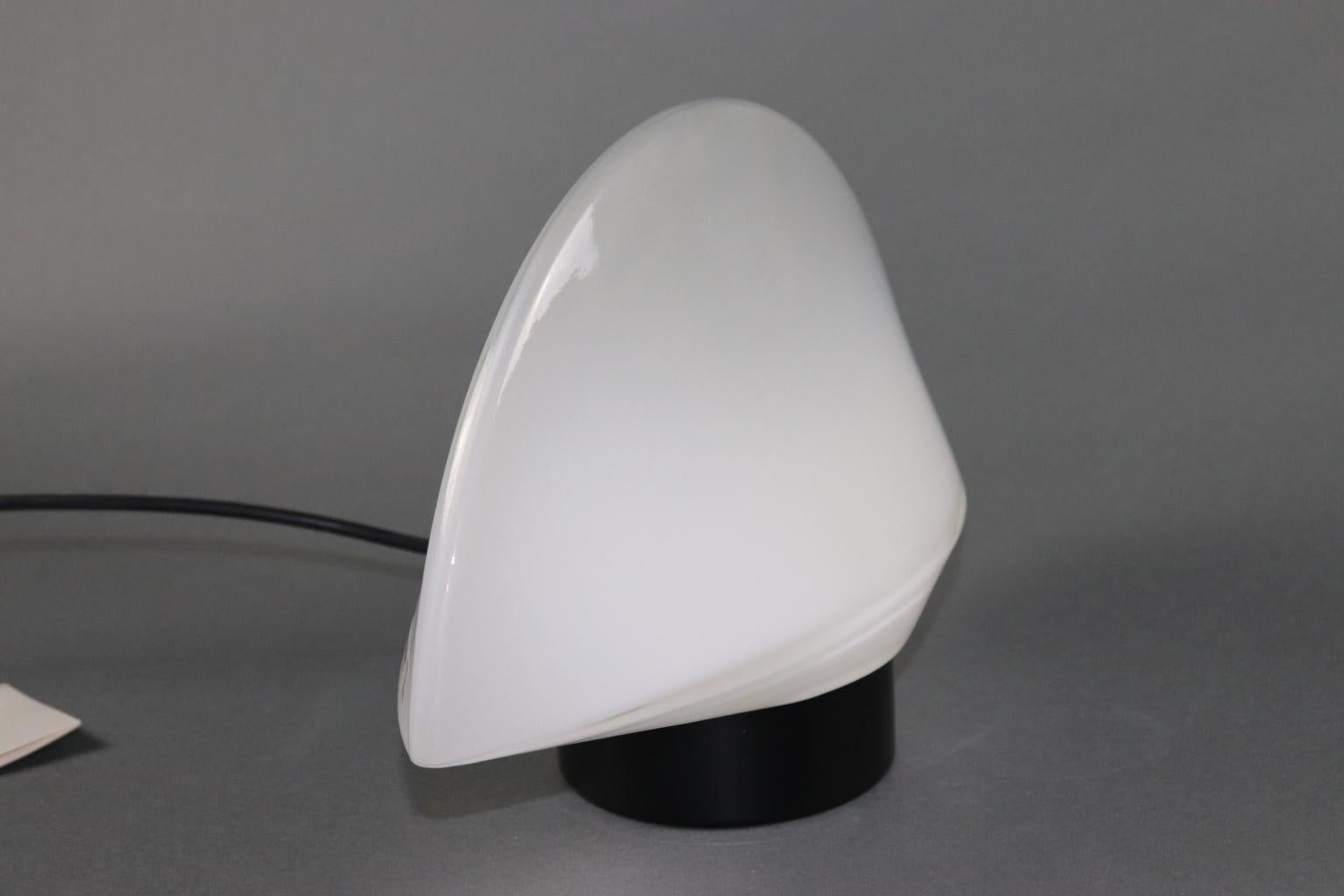 Italian Table Lamp Murano White Smoked  Glass Diffuser For Sale 1