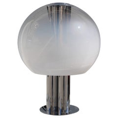 Lámpara de mesa italiana Pop Art Selenova Acero y cristal de Murano Años 70