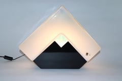 Italian Table Lamp Smoked White Murano Glass and Aquamarine Inserts