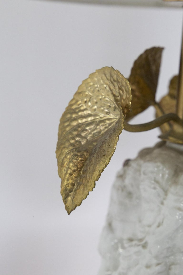 Italian Table Lamp with Brass Flowers For Sale at 1stDibs