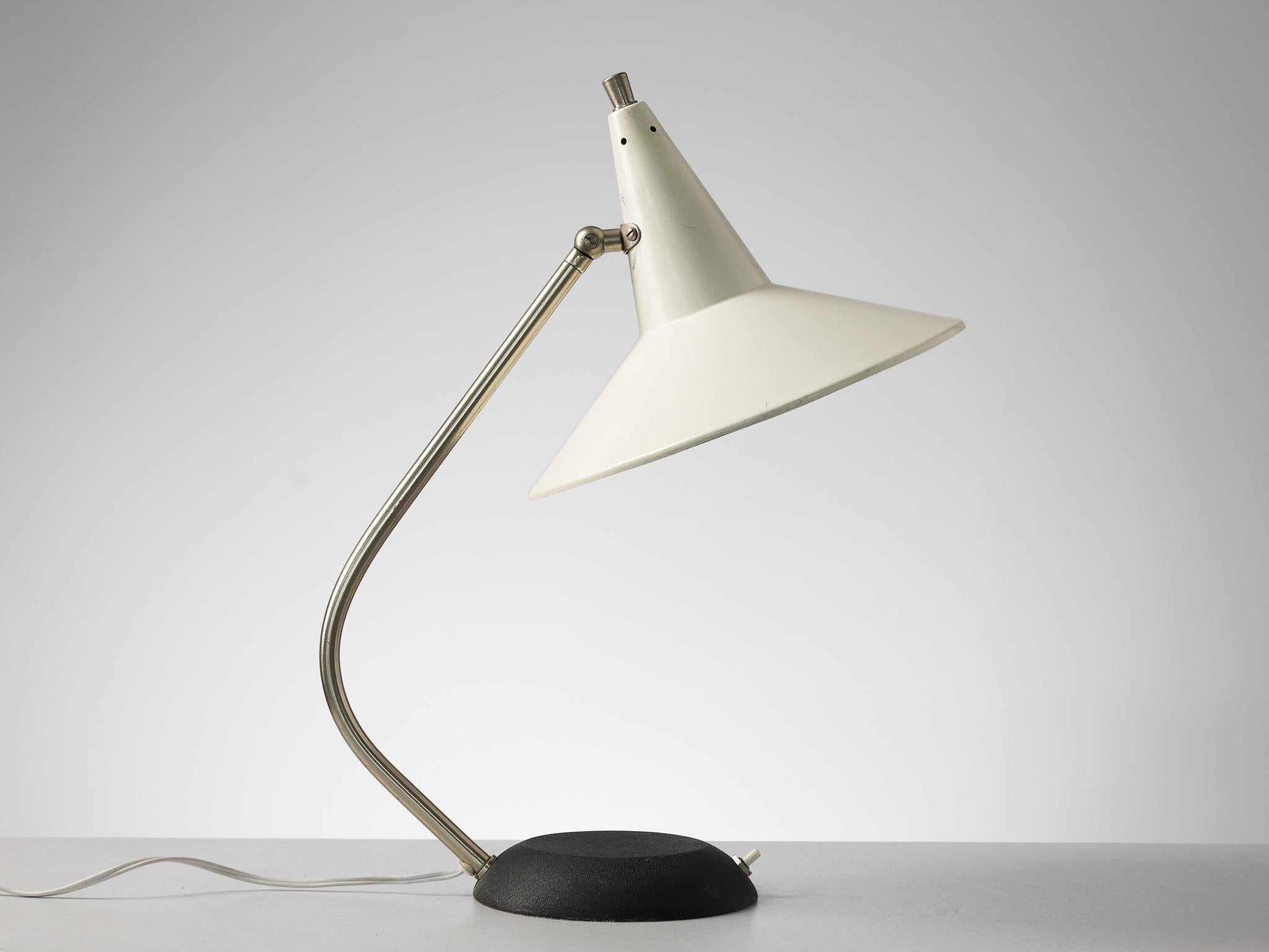 Mid-Century Modern Italian Table Lamp with Cream Shade