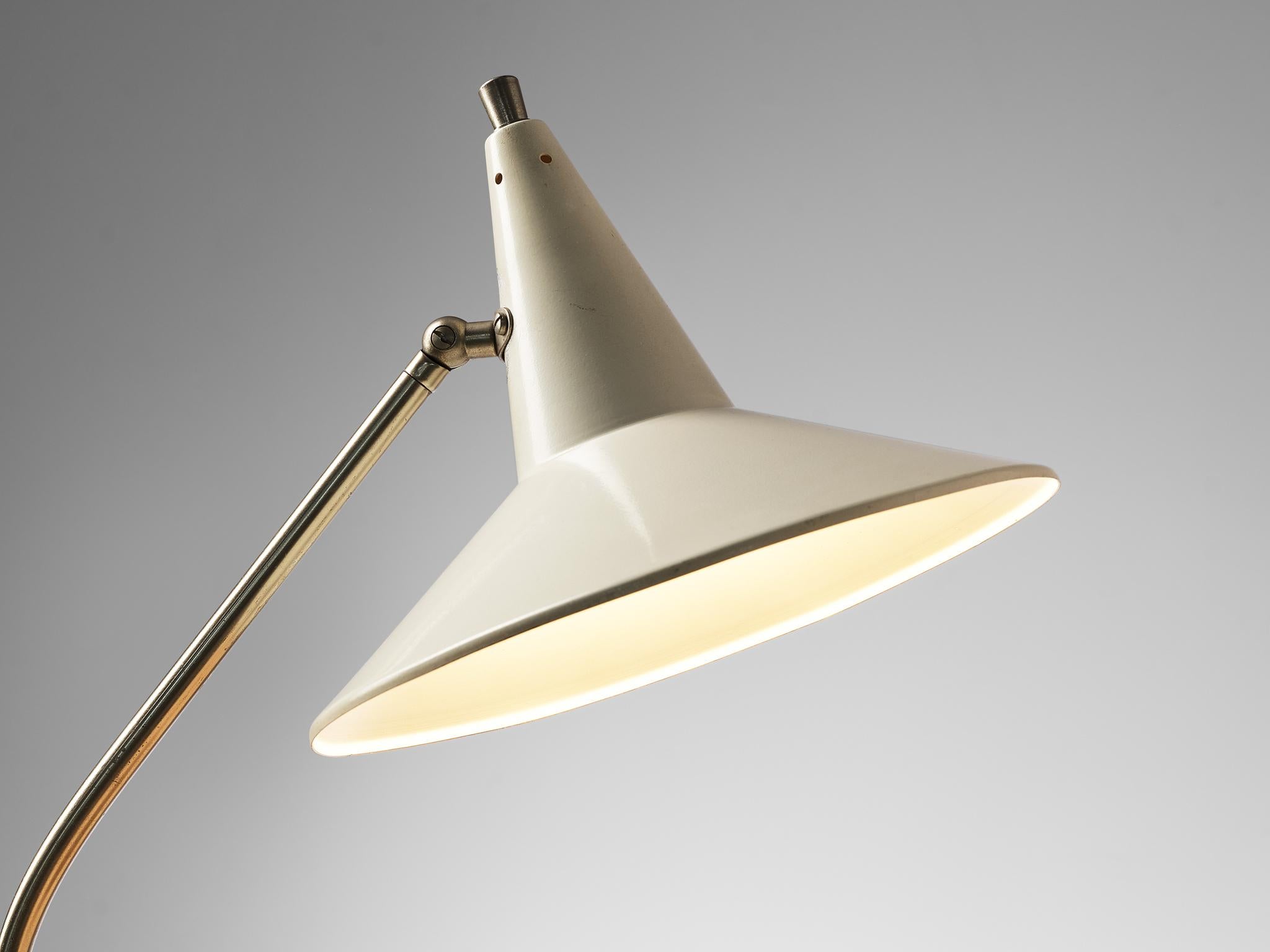 Chrome Italian Table Lamp with Cream Shade
