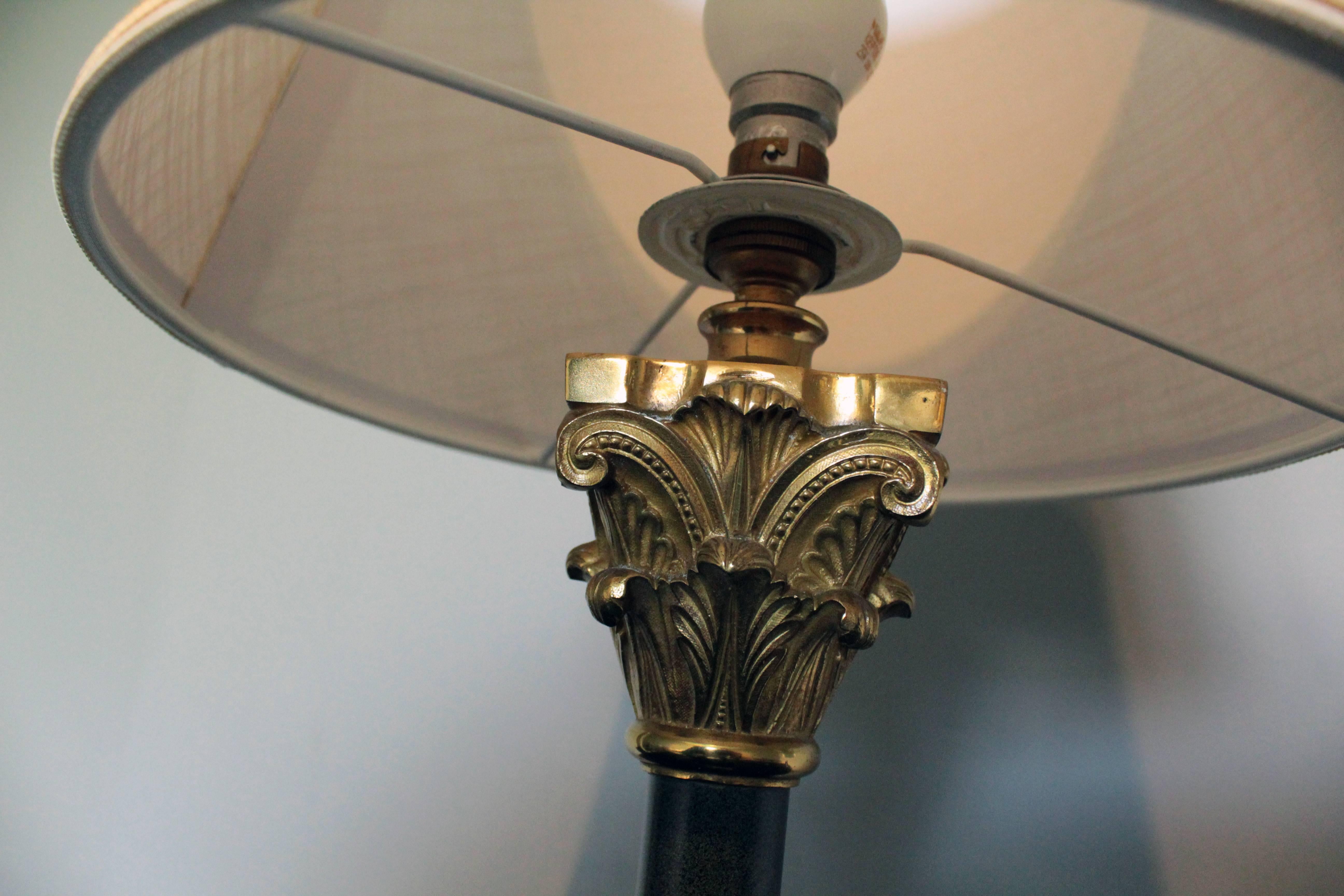 Brass Italian Table Lamp with Marble Base, 1950s For Sale