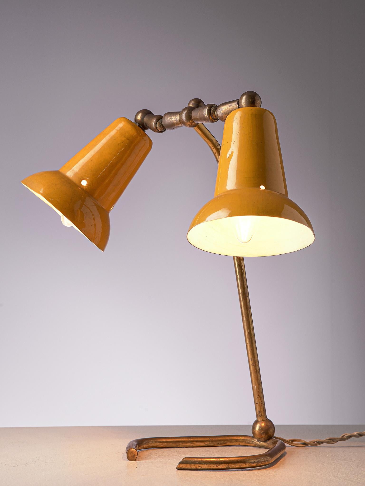 Mid-Century Modern Italian Table Lamp with Two Shades