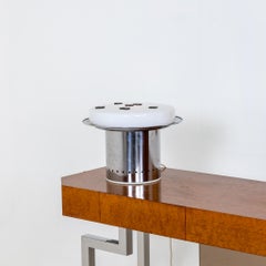 Table Lamp with Metal Base and White Glass Lampshade, Italy 1960s