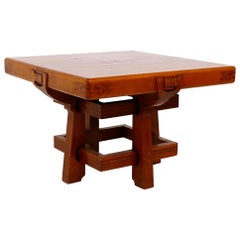 Italian Table Liberty Attributed to Carlo Zen in Solid Walnut Inlaid Wood