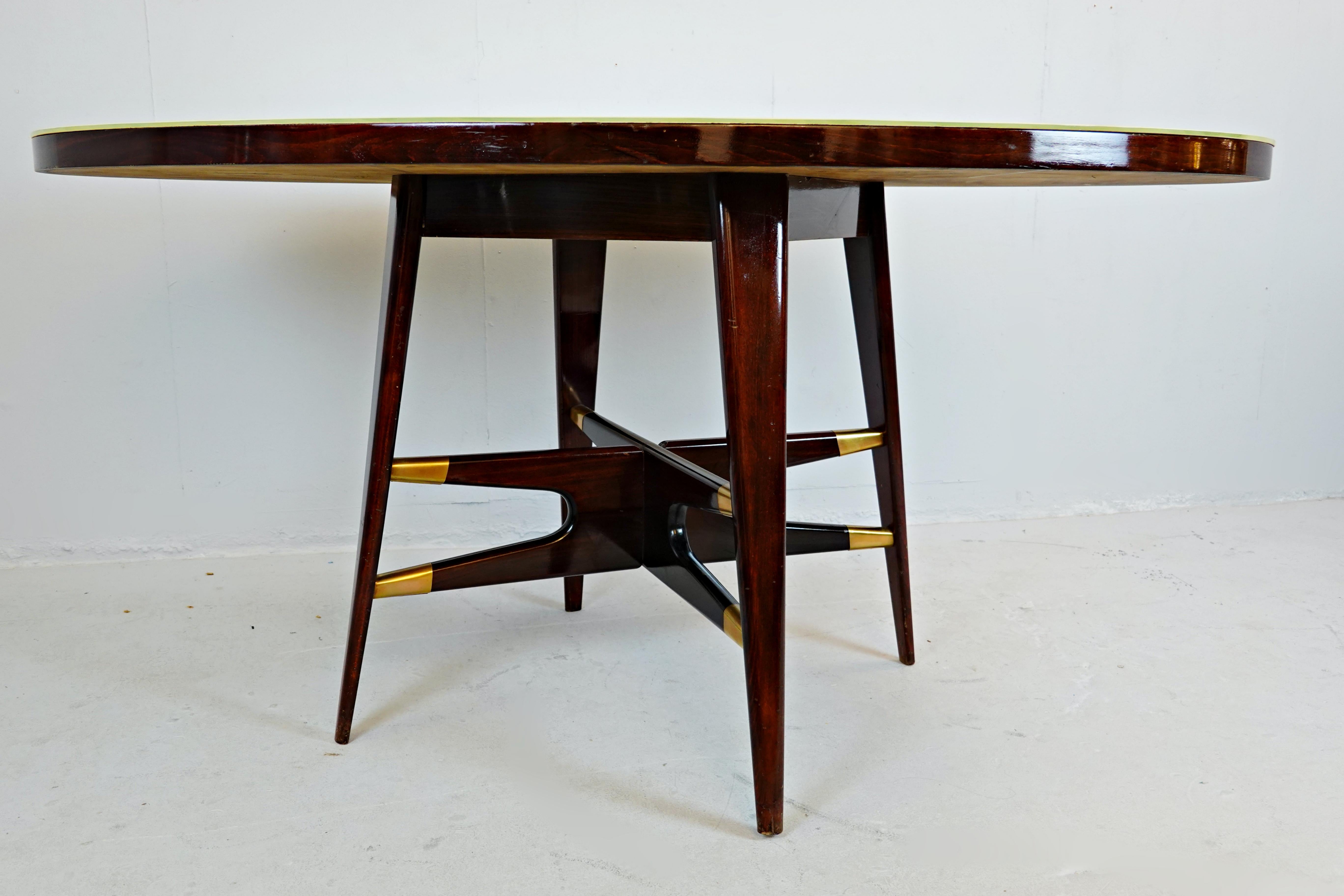 Mid-Century Modern Italian Dining  Table, Marbled Glass, 1950s In Good Condition For Sale In Brussels, BE
