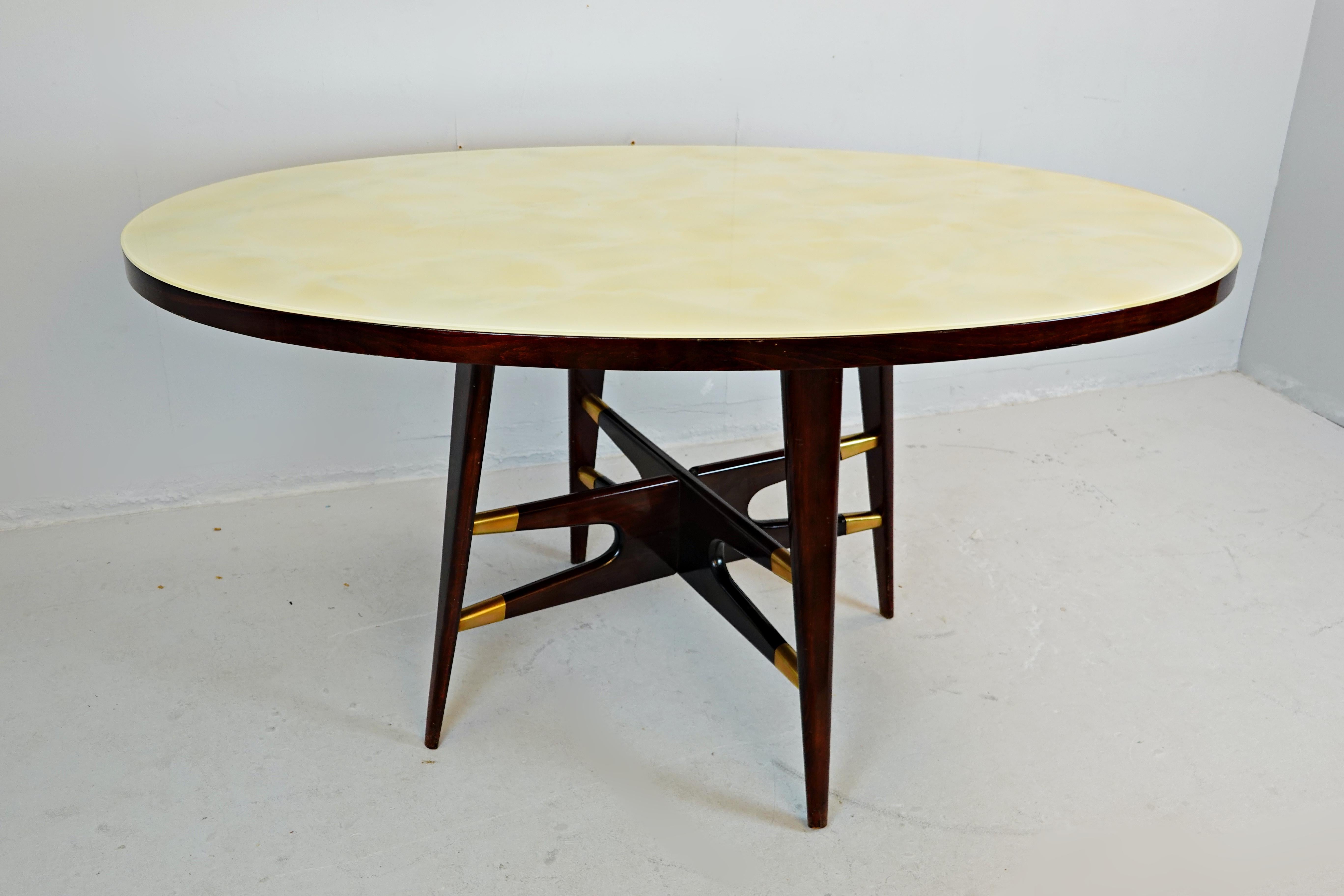 Mid-Century Modern Italian Dining  Table, Marbled Glass, 1950s For Sale 2