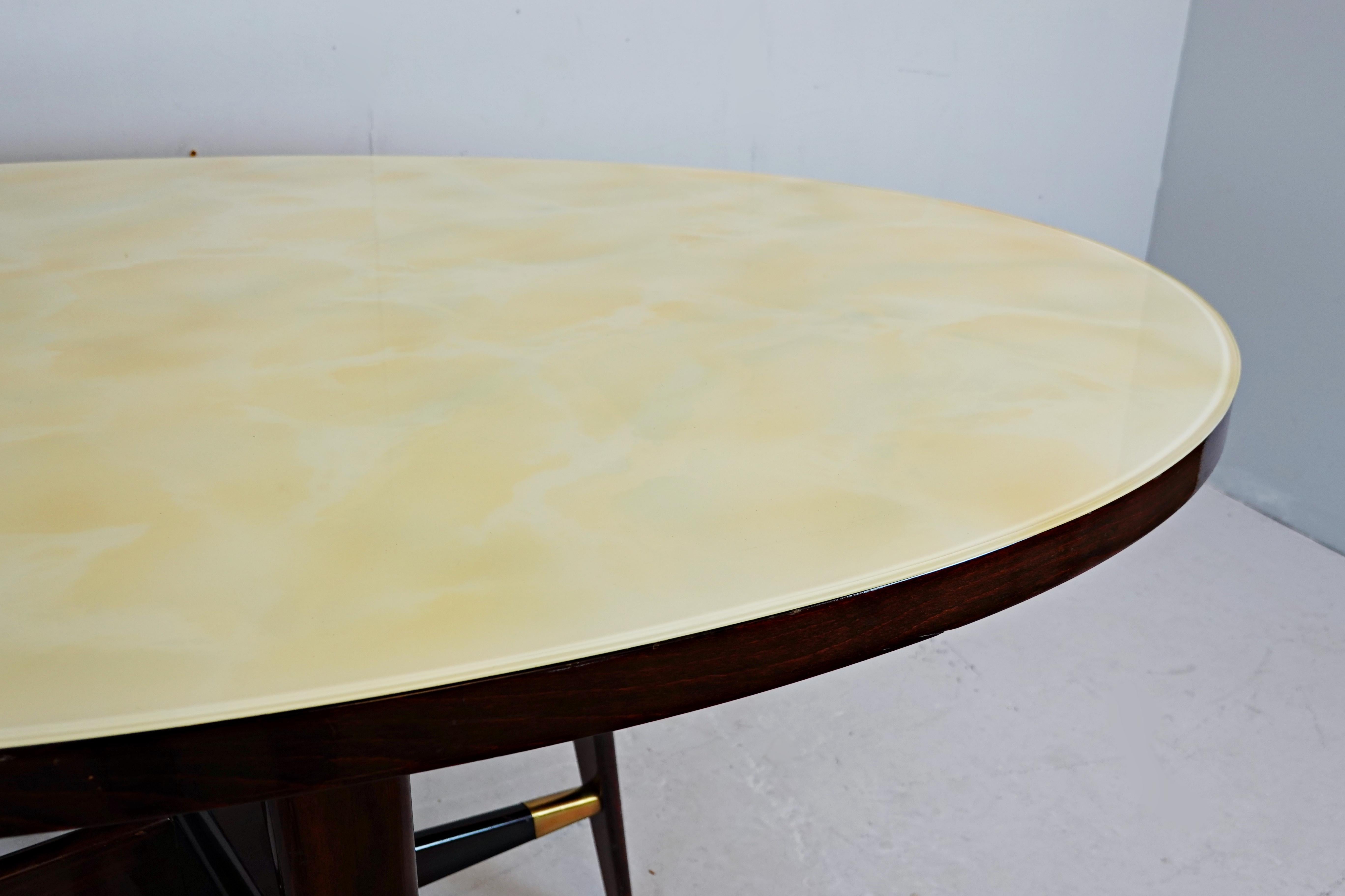Mid-Century Modern Italian Dining  Table, Marbled Glass, 1950s For Sale 3