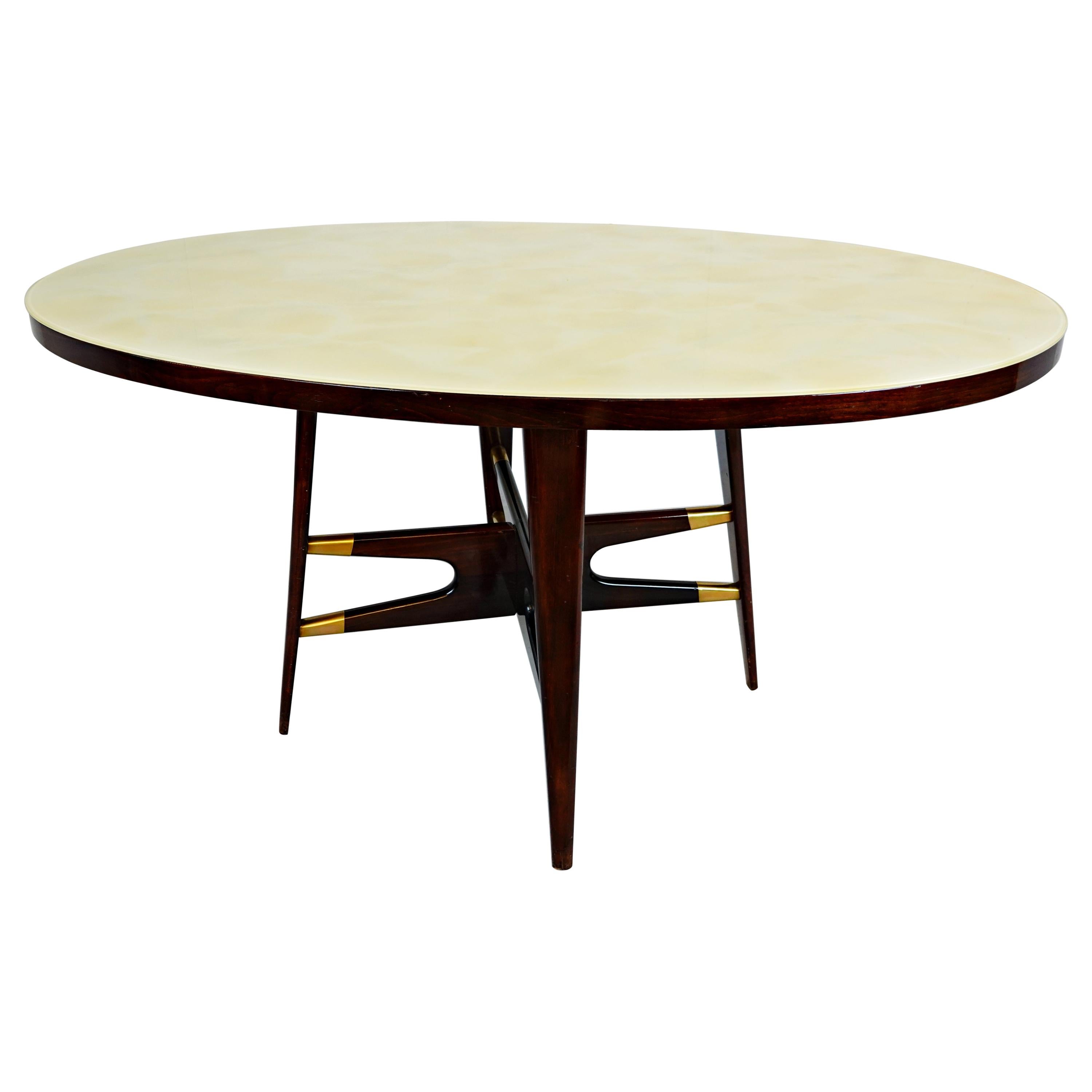 Mid-Century Modern Italian Dining  Table, Marbled Glass, 1950s For Sale
