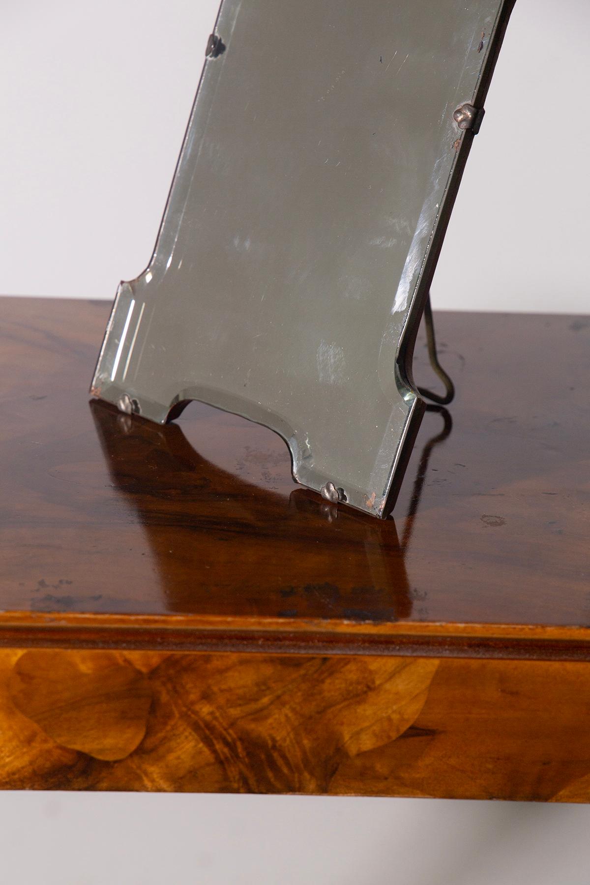 Metal Italian Table Mirror Art Deco, label For Sale