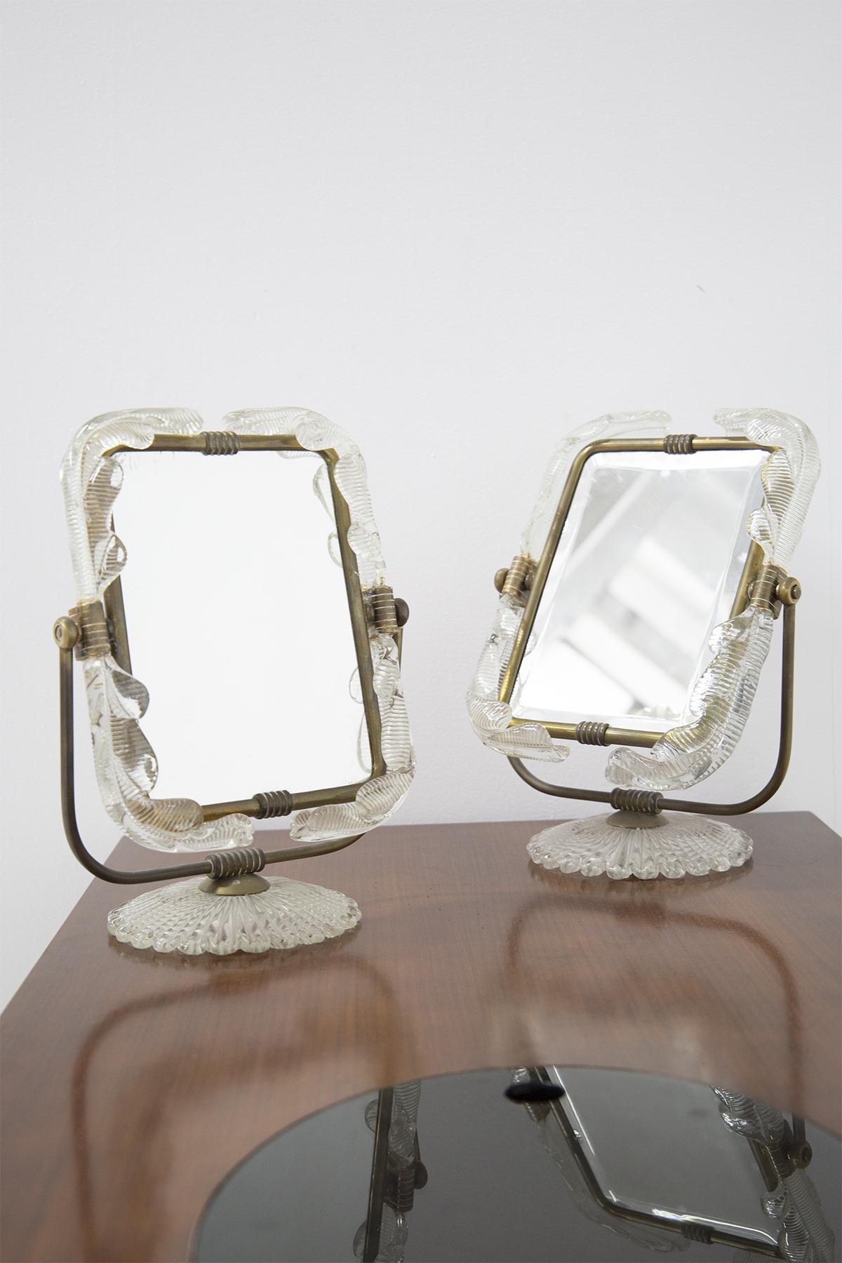 Mid-Century Modern Miroir de table italien avec cadres pour photos en laiton par Barovier et Toso en vente