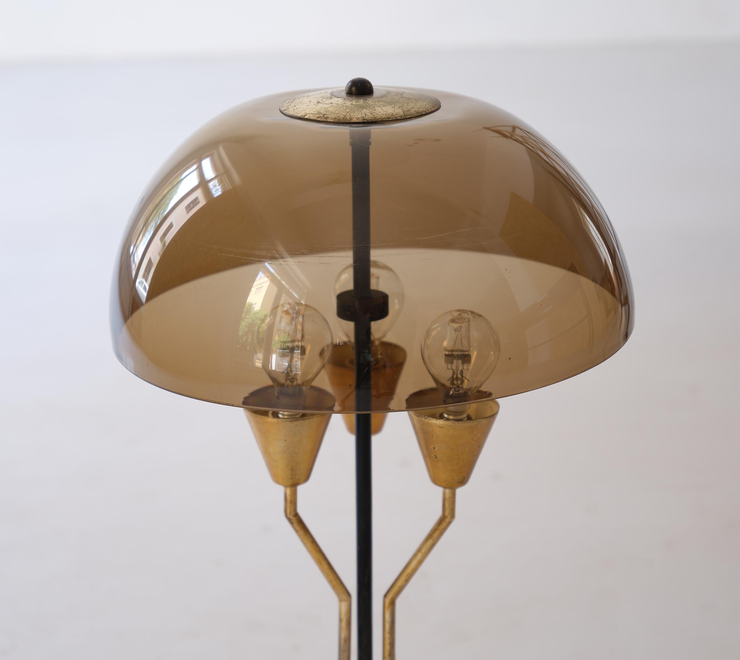 Milieu du XXe siècle Lampe de table ou de bureau italienne , marbre , laiton et perspex , années 1960