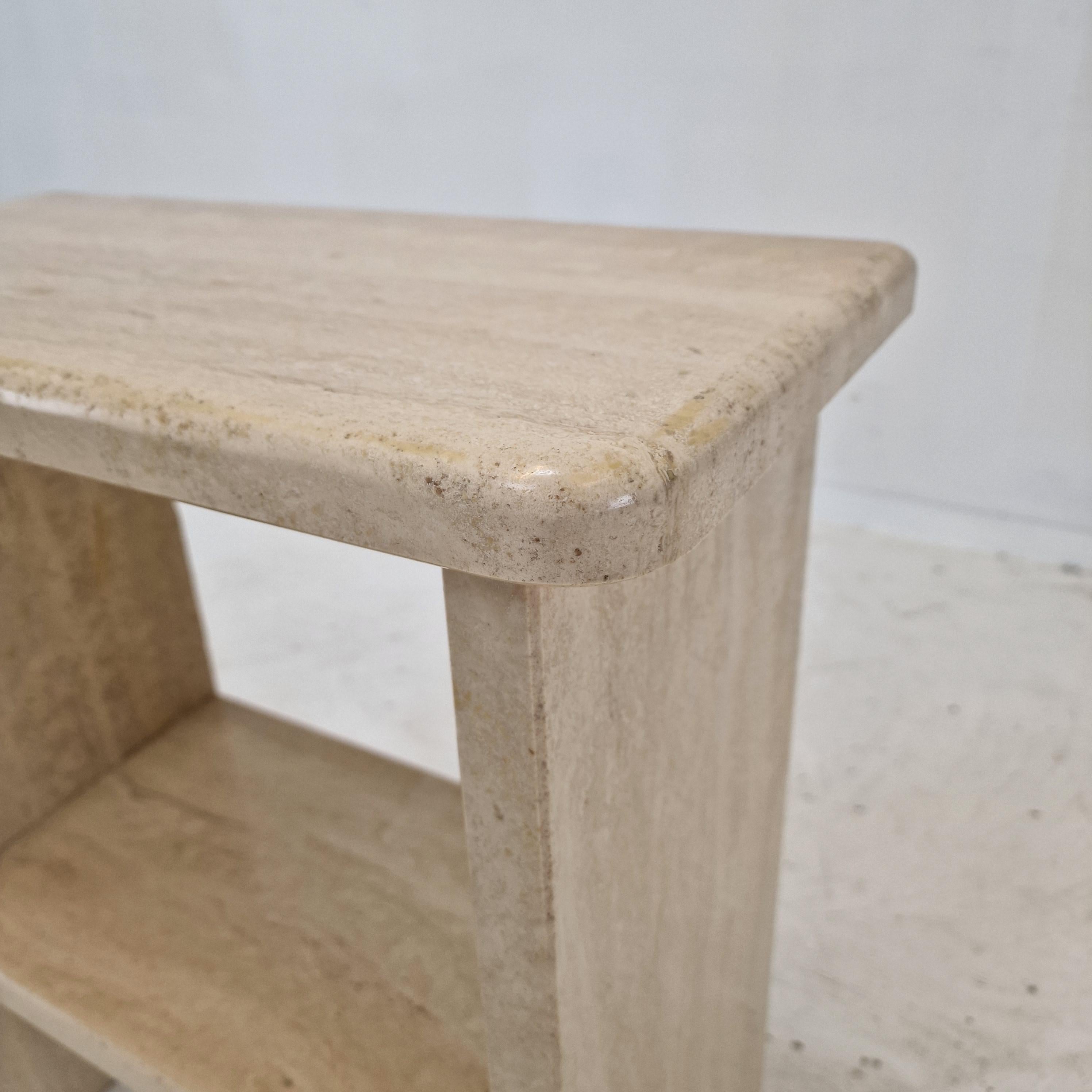Italian Table or Little Credenza in Travertine, 1980s For Sale 6