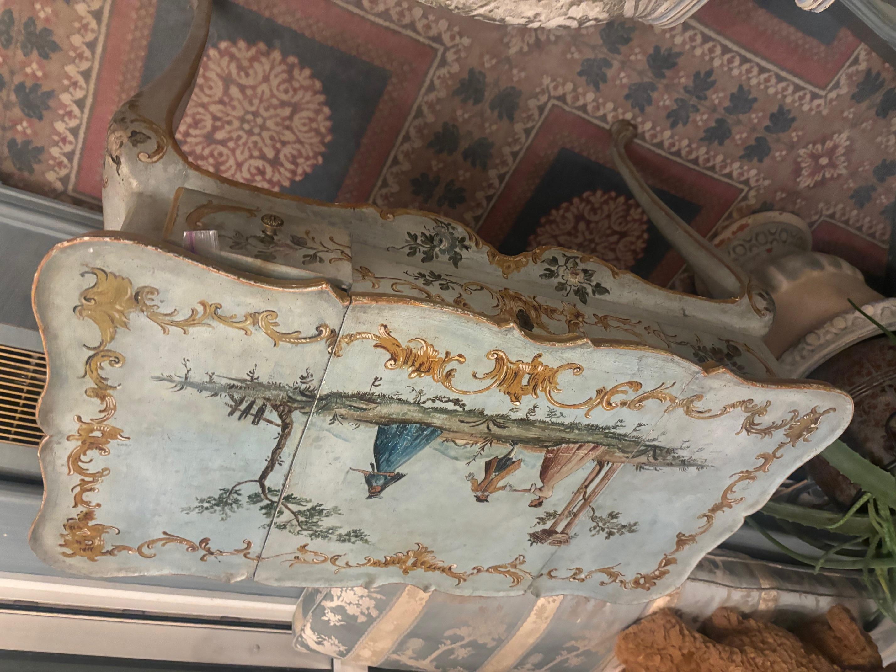 Hand-Painted Italian Table Painted Finish in Rococco Style For Sale