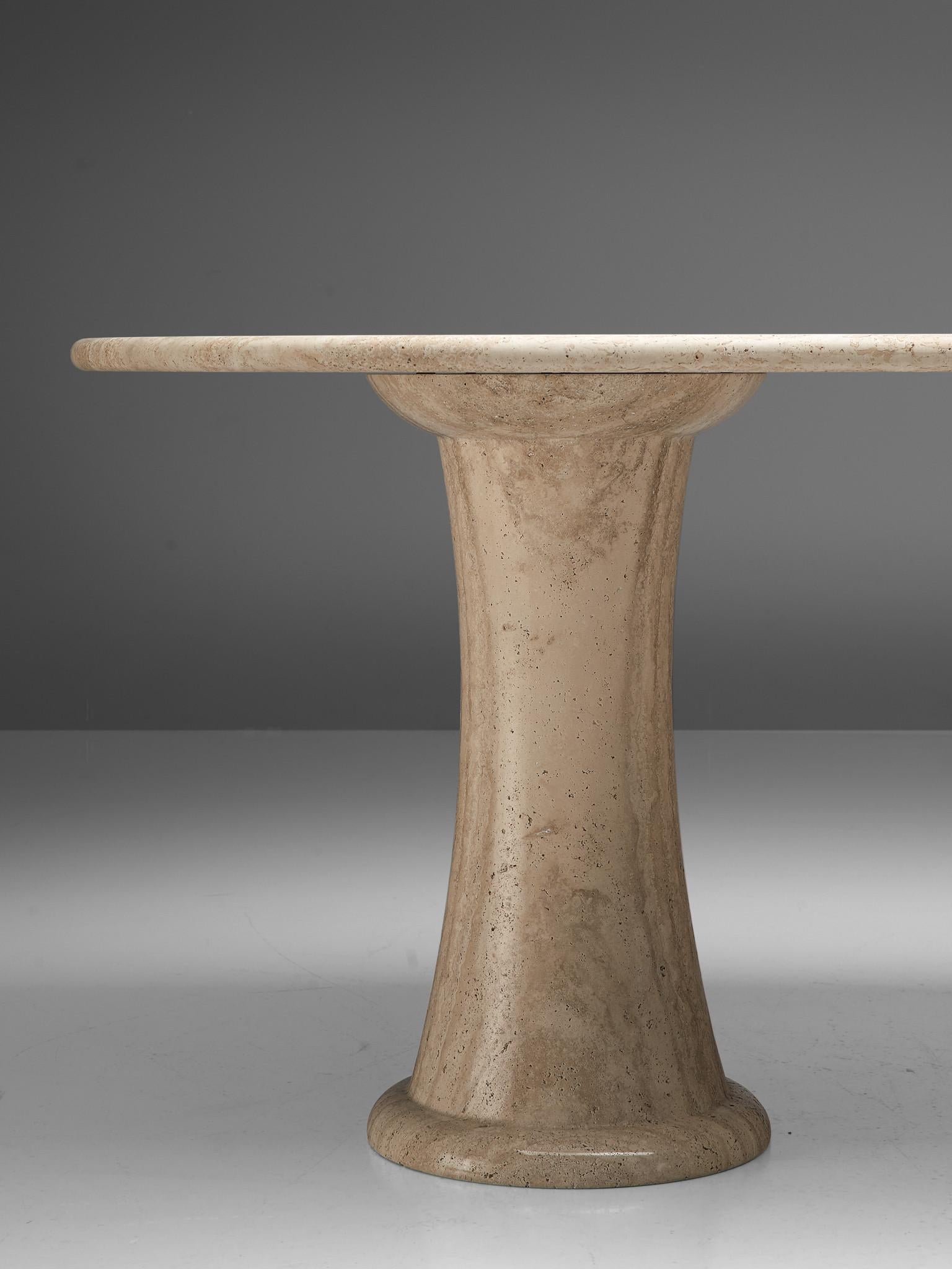 Italian Table with Oval top in Travertine In Good Condition In Waalwijk, NL