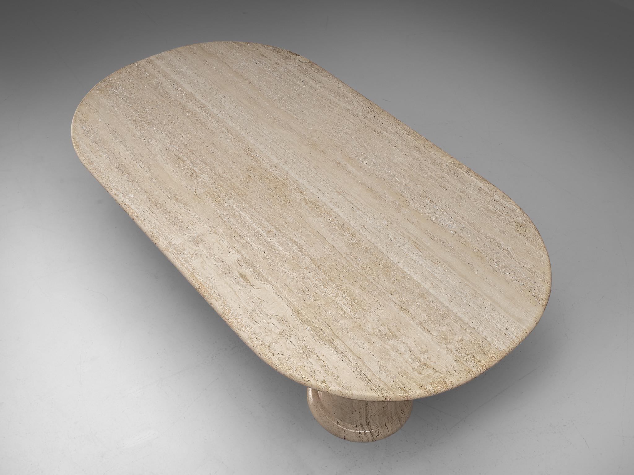 Late 20th Century Italian Table with Oval top in Travertine