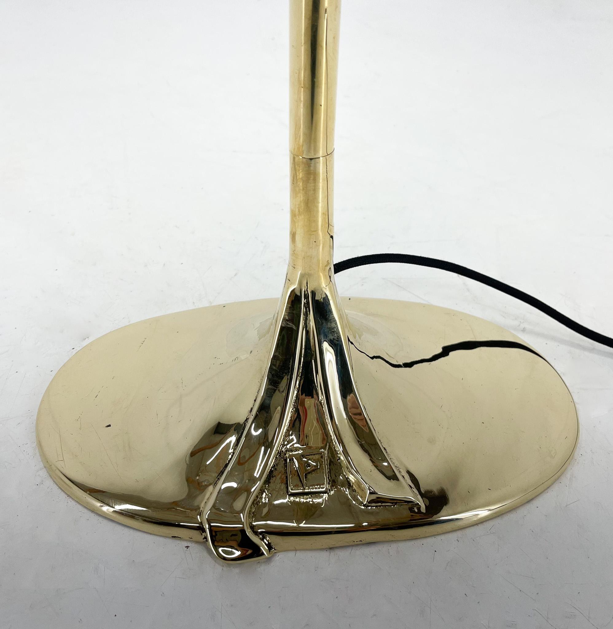 Italian Tall All Brass Torchiere Floor Lamp, Marked For Sale 2