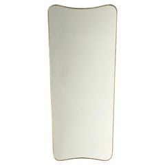 Italian Tall Brass Framed Vintage Mirror Curved Top Curved Bottom Italian Tall Brass Framed Vintage Mirror Curved Top Curved Bottom