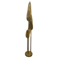 Italian Tall Brass Leaf Floor Lamps