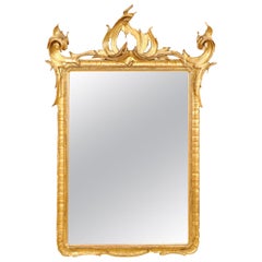 An Italian 5.5 Ft Tall Carved Giltwood Wall Mirror, from the Early 20th Century 