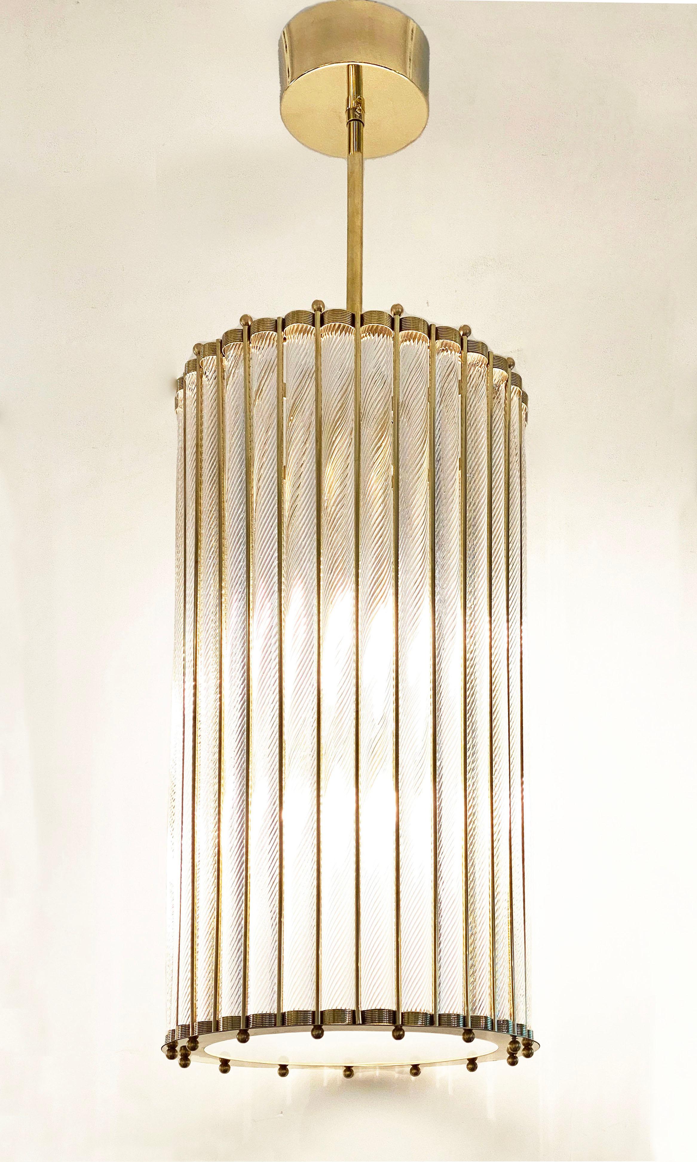 This design has been chosen for the restaurant in Dallas Sadelle's of Major Food Group. Monumental contemporary Italian Art Deco Design round lantern / chandelier, entirely hand crafted, customizable in height, diameter and finishes, the nicely
