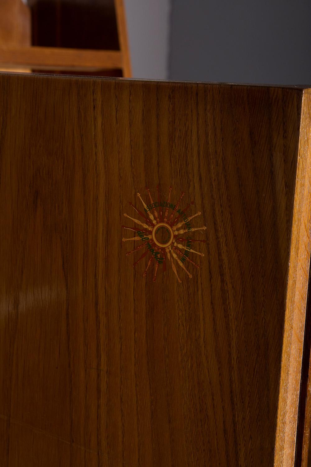 Mid-Century Modern Italian Tall Wooden Cabinet For Sale