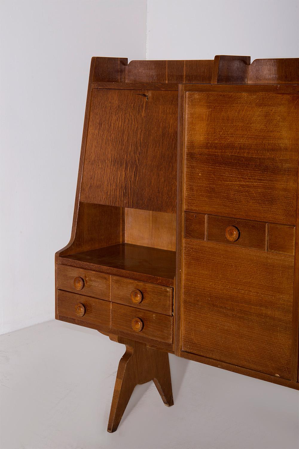 Mid-20th Century Italian Tall Wooden Cabinet For Sale