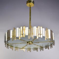 Italian Tambour Drum Light Fixture with Brass Frame