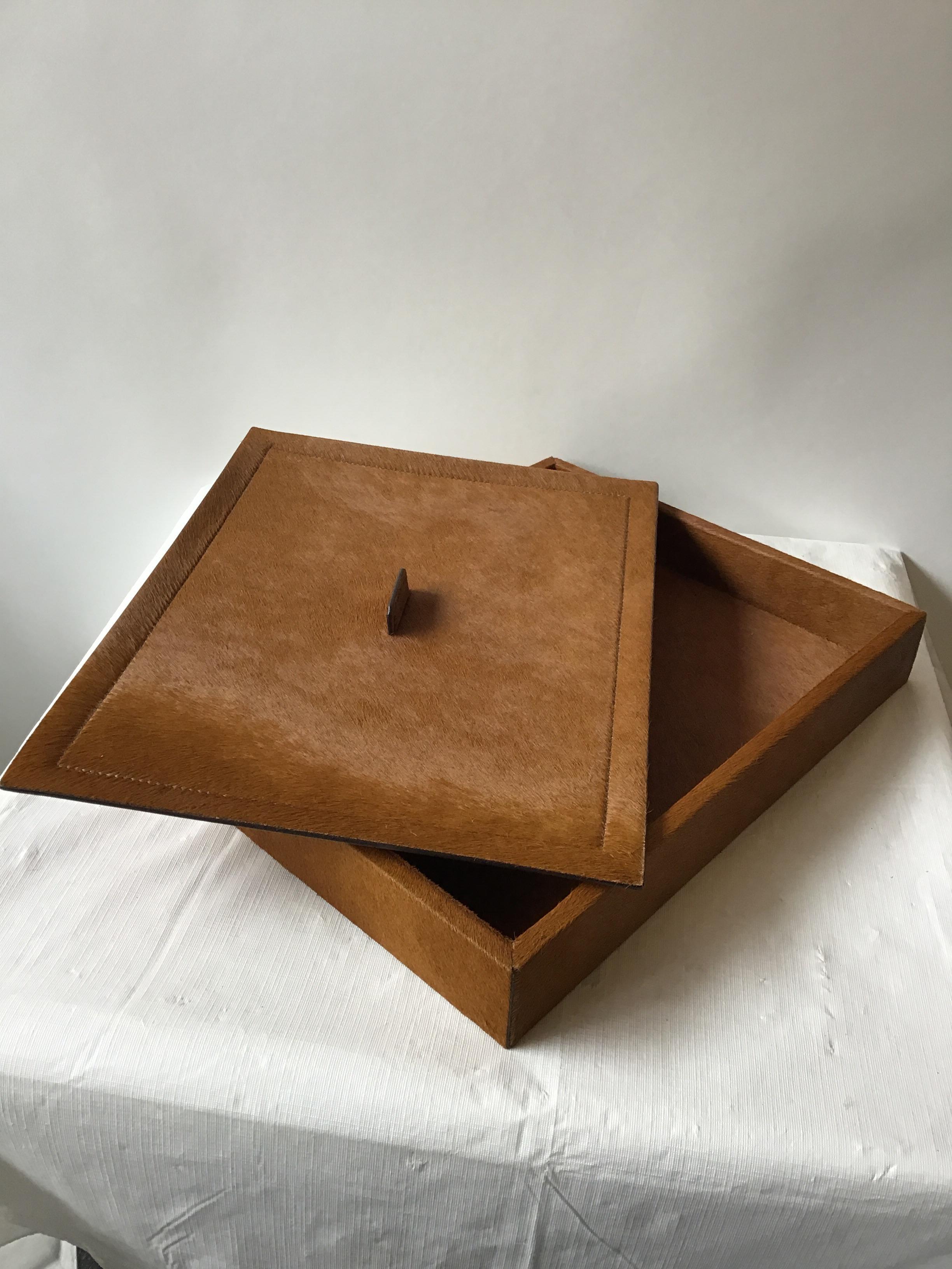 Italian Tan Hide Box by B. Home Interiors 'Giobagnara' 1