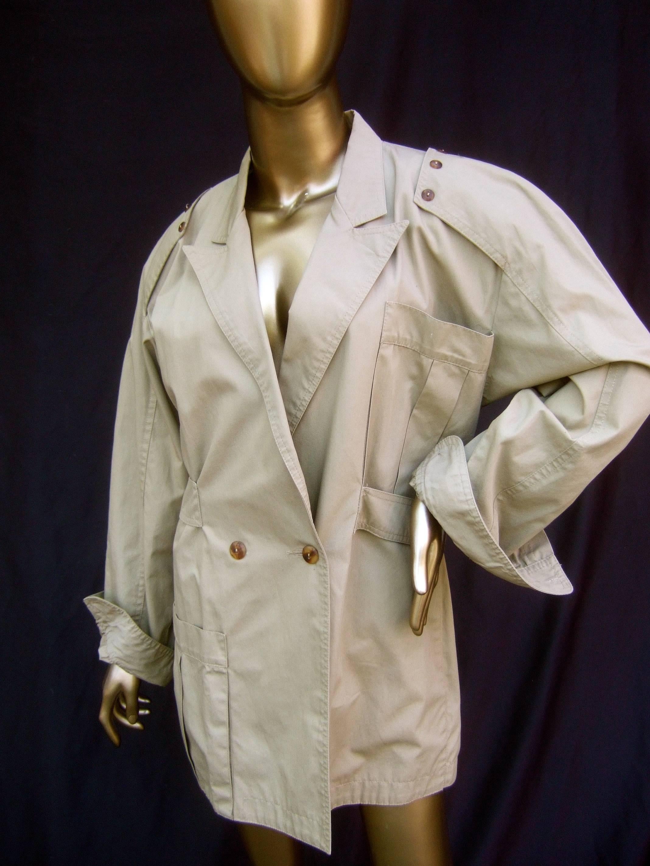 Women's Italian Tan Khaki Cotton Sport Jacket Designed by La Squadra circa 1970s For Sale