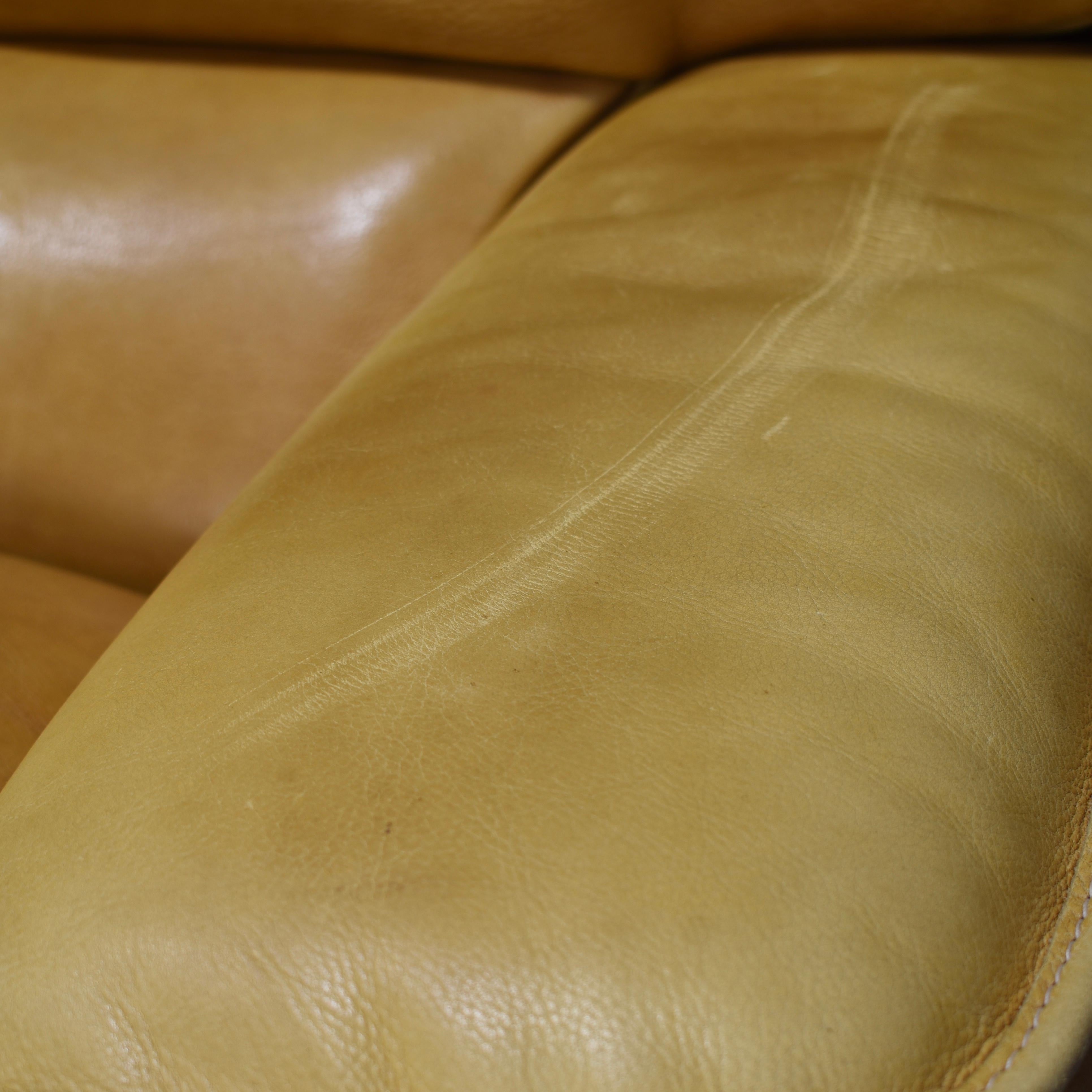 Italian Tan Leather Three-Seat Sofa, circa 1970 6