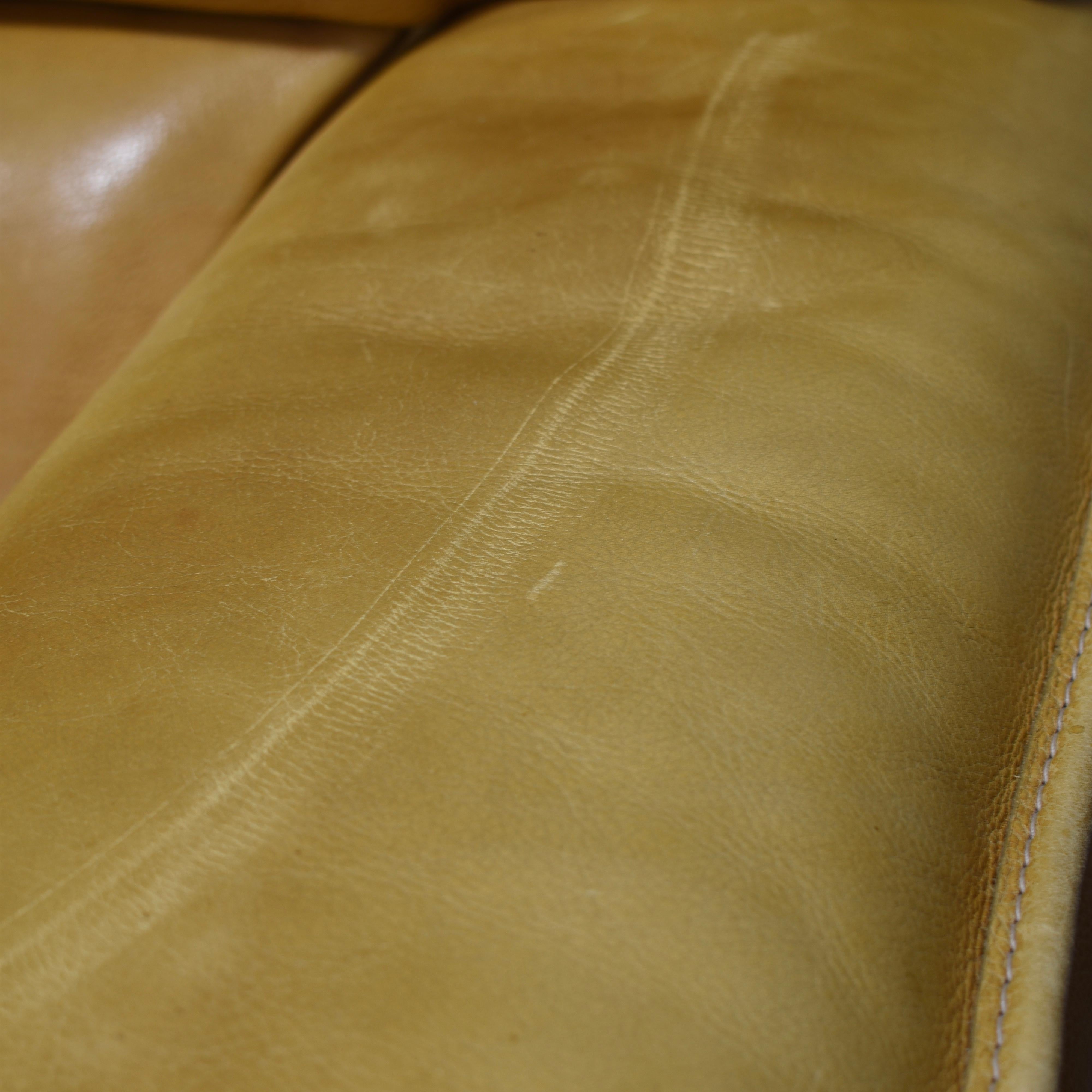 Italian Tan Leather Three-Seat Sofa, circa 1970 7
