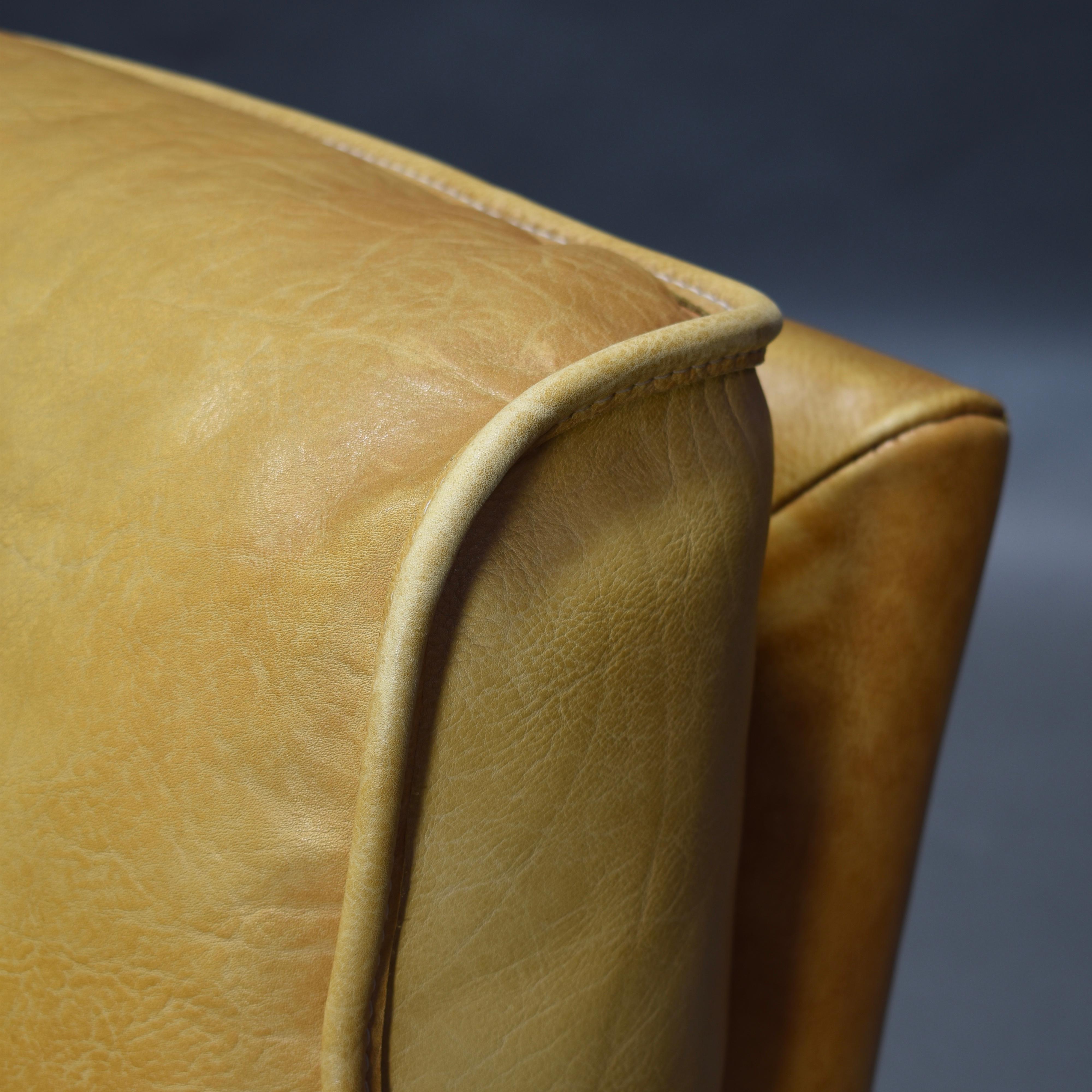 Italian Tan Leather Three-Seat Sofa, circa 1970 12