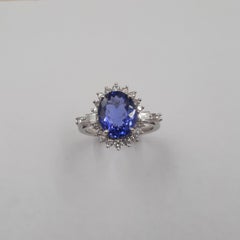 Italian Tanzanite Brilliant Baguette Cut Diamond 18 Carats White Gold