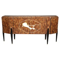 Credenza italiana in finto palissandro con nappe in stile Mid-Century Modern