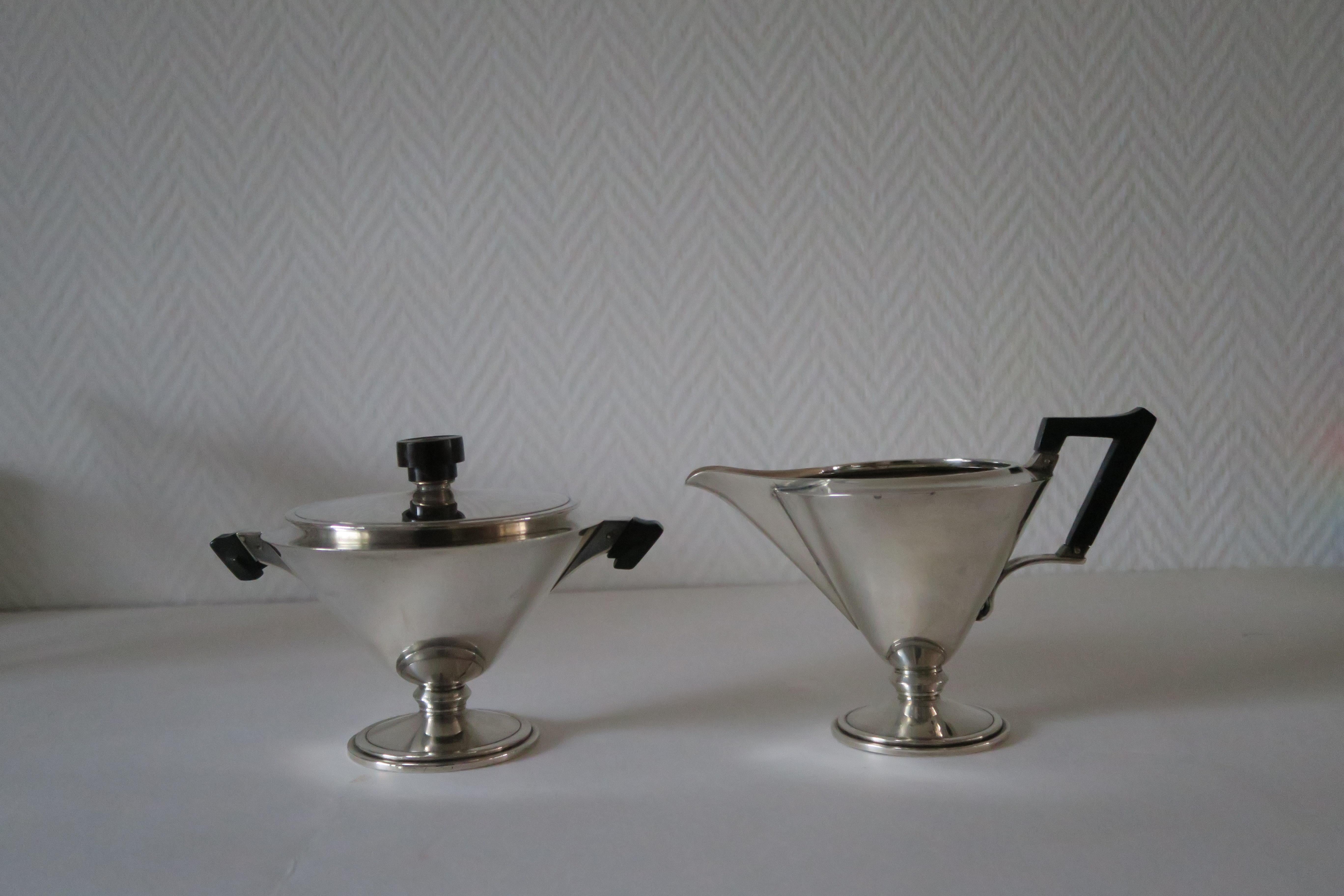 Art Deco Italian Tea and Coffee Set 4 Pieces Sterling silver For Sale