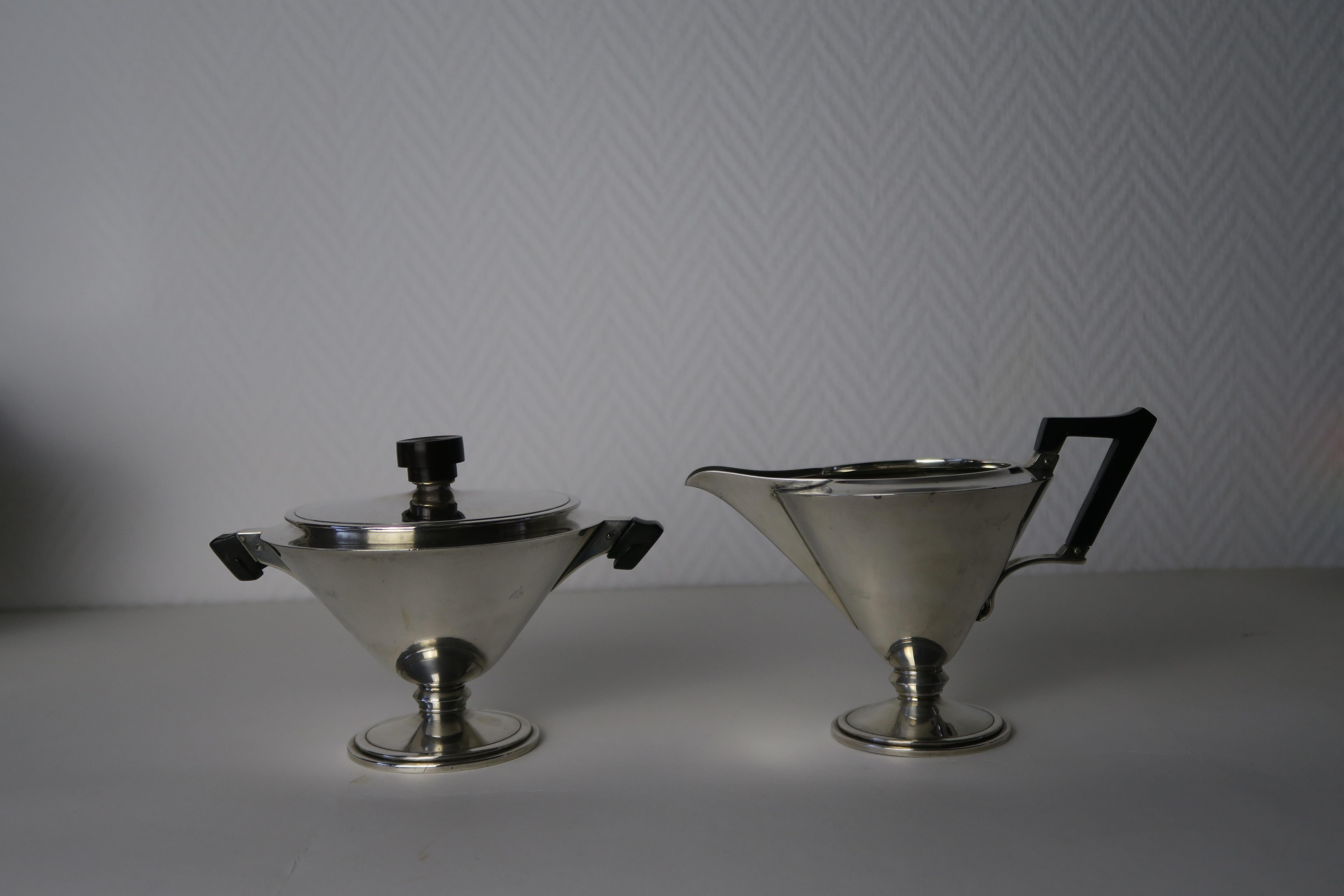 Italienische Tee und Kaffee Set 4 Pieces Sterling Silber im Zustand „Gut“ im Angebot in Kiel, SH