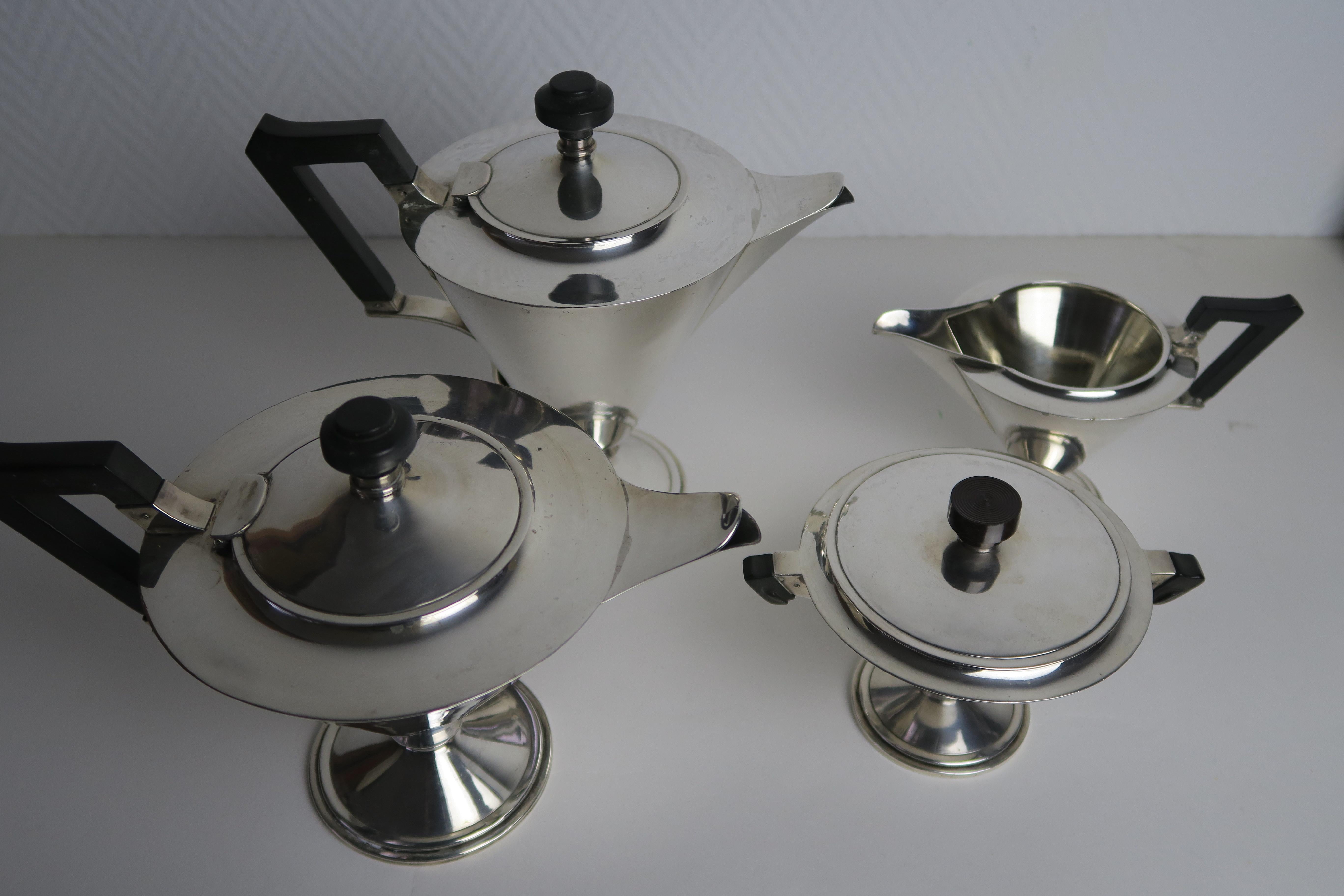 Italian Tea and Coffee Set 4 Pieces Sterling silver For Sale 2