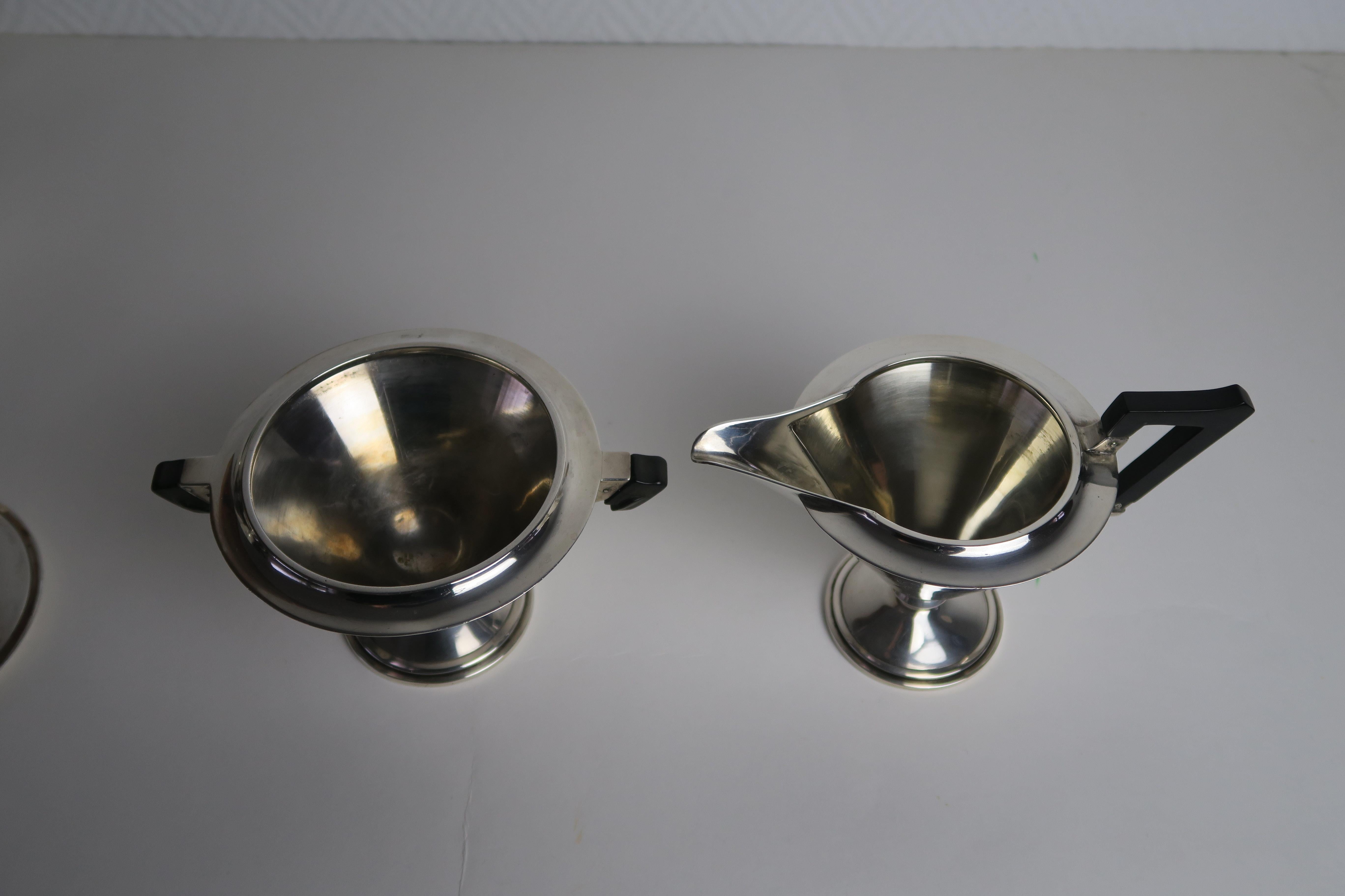 Italian Tea and Coffee Set 4 Pieces Sterling silver For Sale 3