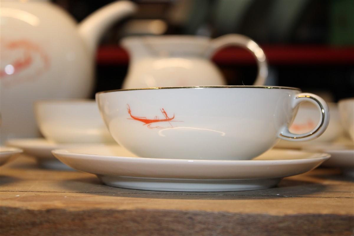 Servicio de té italiano Guido Andlovitz Italia años 40 con Venecia y góndolas Laveno en venta 3