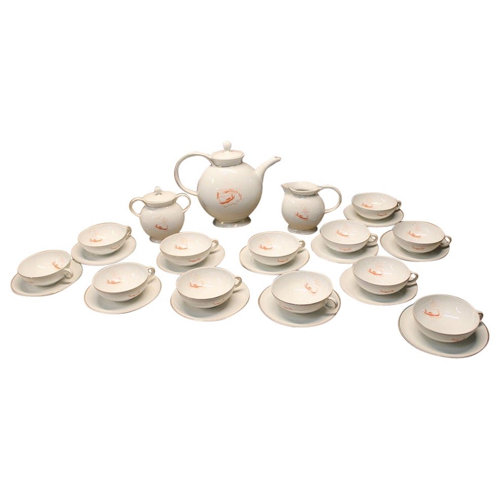 Italian Tea Service Guido Andlovitz Italy 1940s with Venice and Gondolas Laveno