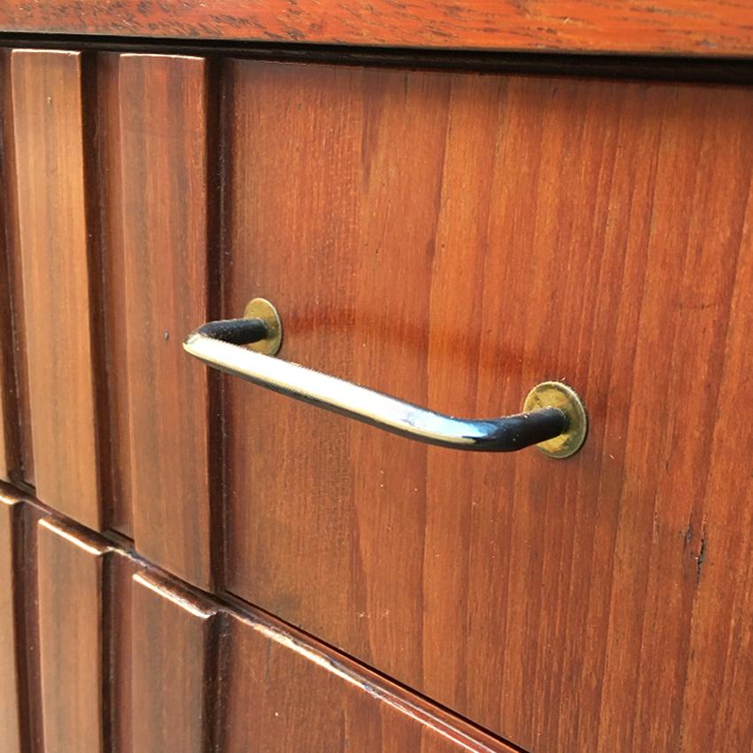 Italian Teak and Brass and Metal Cabinet, 1970s 3