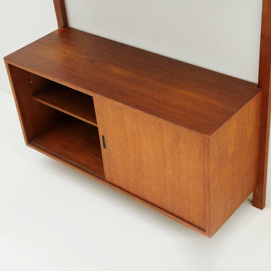 Italian Teak and Brass Wall Unit, 1950s 6