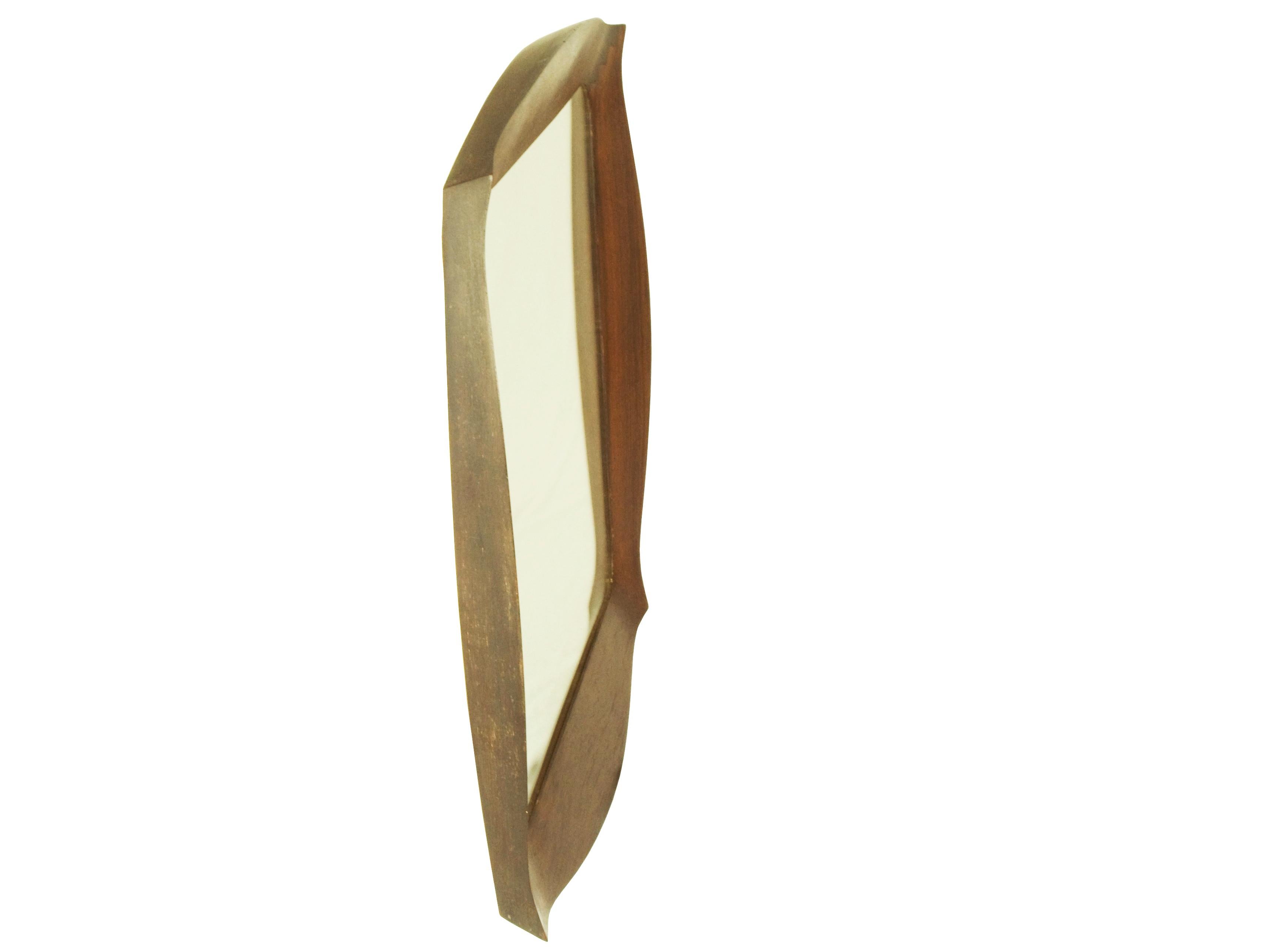 Mid-20th Century Italian Teak and Silvered Glass 1960s Mirror Savinio by Campo E Graffi for Home For Sale