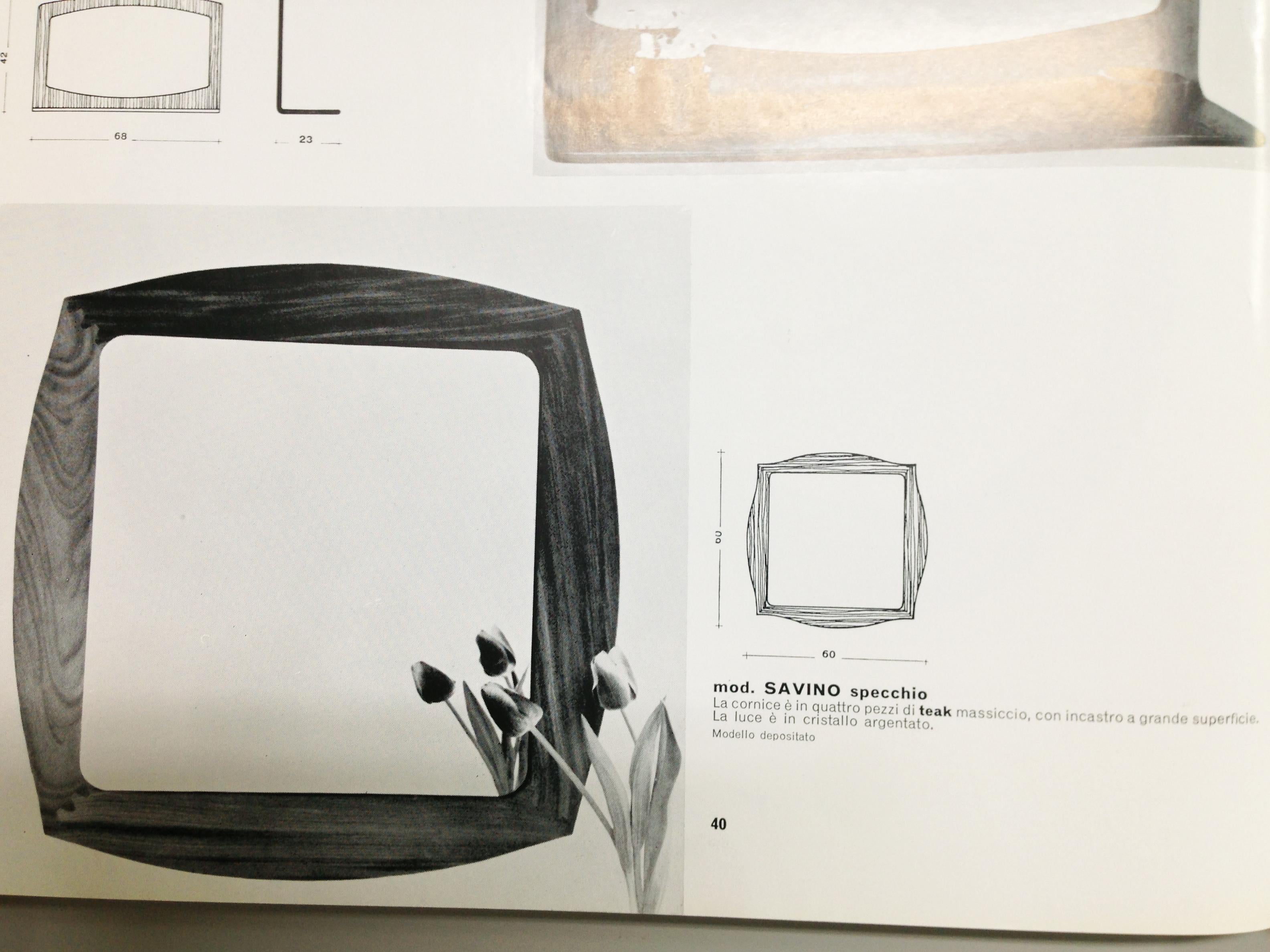 Italian Teak and Silvered Glass 1960s Mirror Savinio by Campo E Graffi for Home For Sale 2