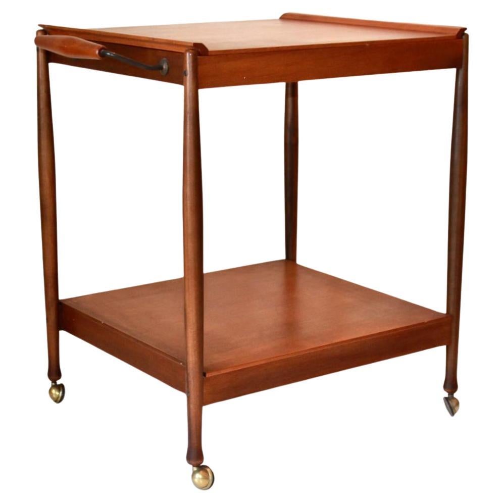Mid-Century Modern Italian Teak Bar Cart, Fratelli Reguitti, Italy 1950s For Sale