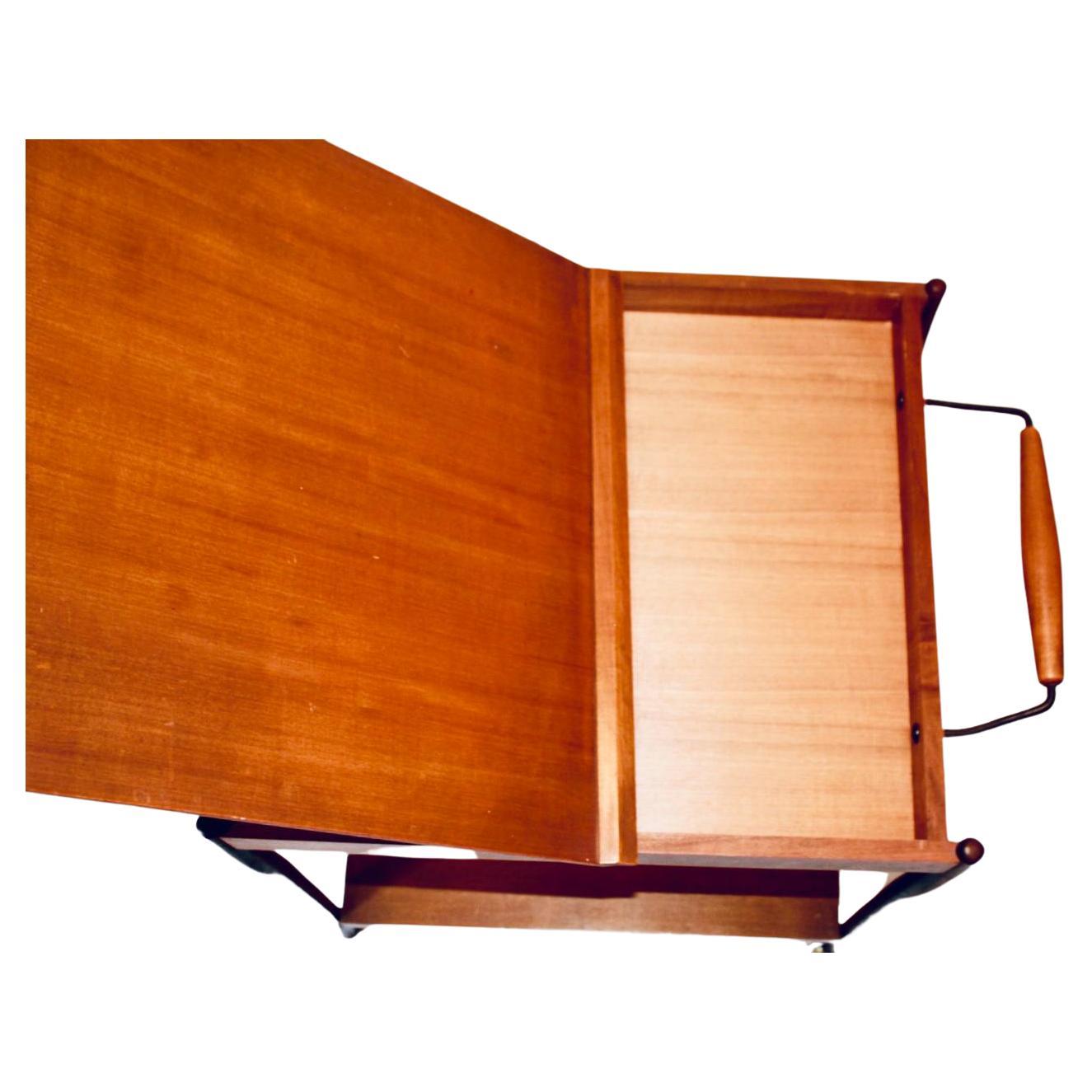 Italian Teak Bar Cart, Fratelli Reguitti, Italy 1950s For Sale 2