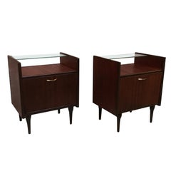 Italian Teak Bedside Tables with Double Shelf, 1950s